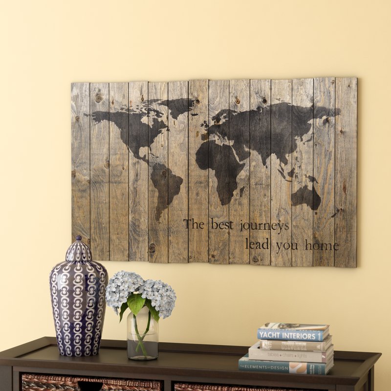 'World Map' Graphic Art on Plaque