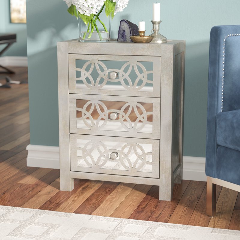 Hubert Mirrored 3 Drawer Accent Chest